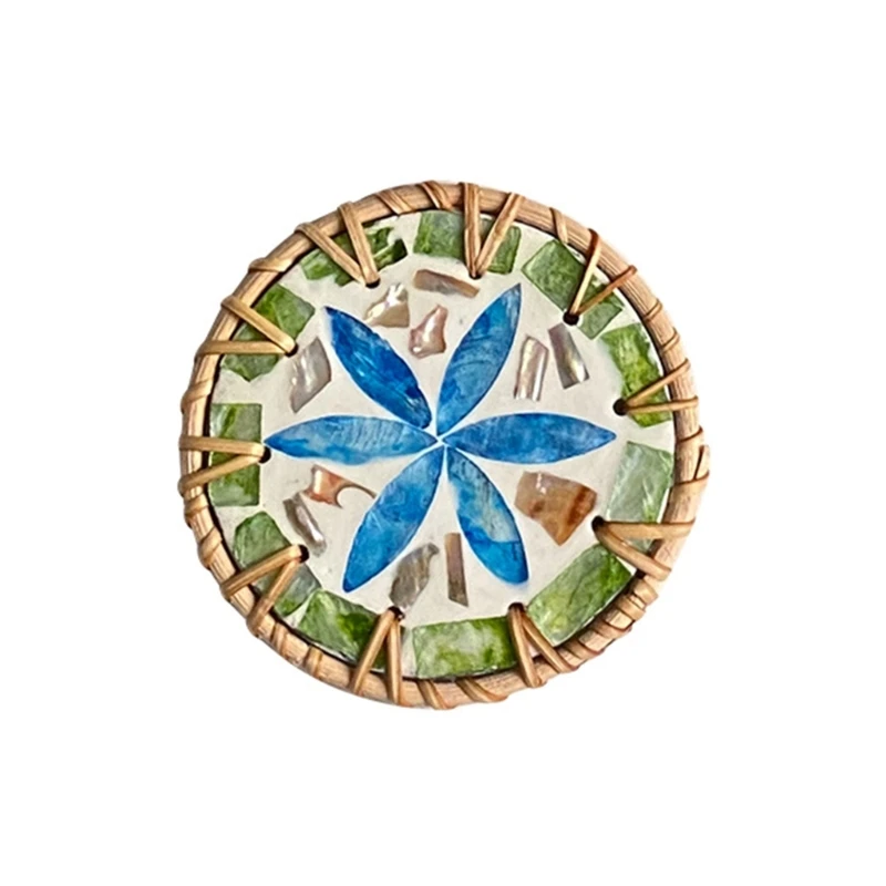 

1xWoven Handmade Round Rattan Cup Mat Absorbent Plate Pad for Drink Home