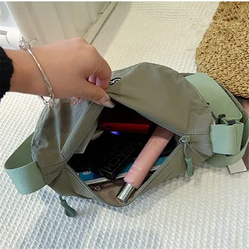 حقائب كروس من النايلون المغسول على الطراز الياباني مع جيب داخلي، حقيبة كتف مفردة من القماش البسيط الحضري، حقيبة نسائية متعددة الاستخدامات 6