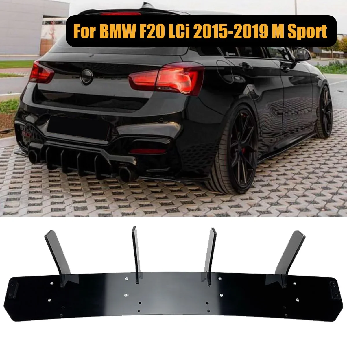 

For BMW 1 Series F20 LCI ONLY M140i 2015-2019 Hatchback Rear Bumper Diffuser Lip Fin Spoiler Splitter Body Kit Car Accessories