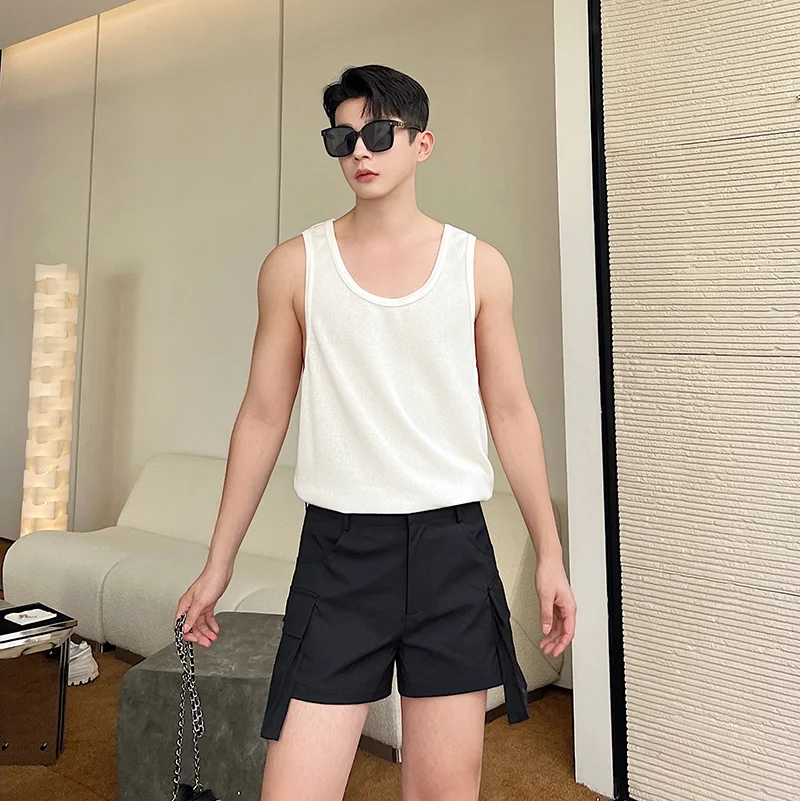 NOYMEI Sexy Pockets Cargo Shorts Fashionable Summer Solid Color Casual Men\'s Pants Personality Trendy 2024 New WA1719