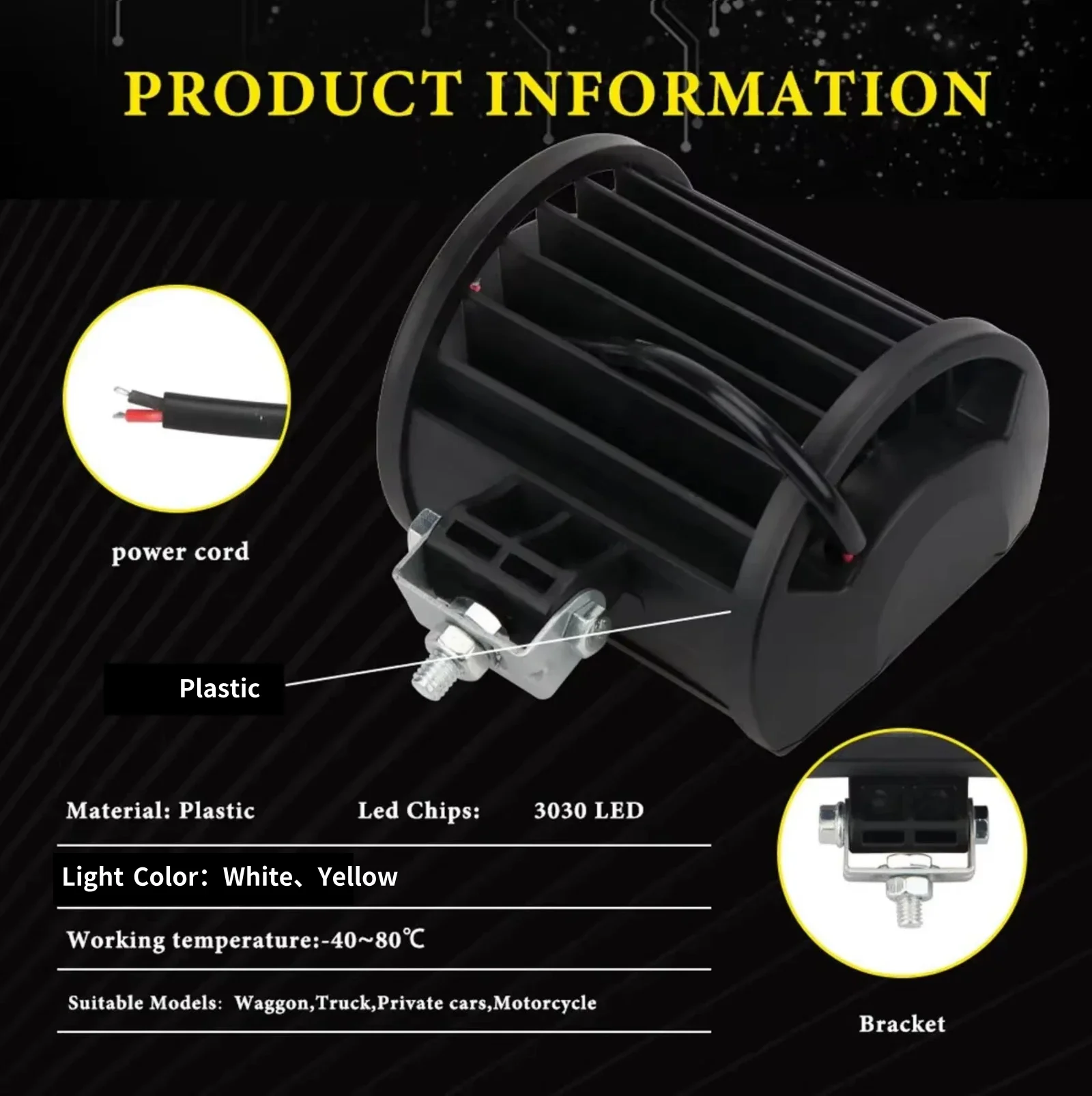 Waterproof LED Work Light for Offroad Vehicles