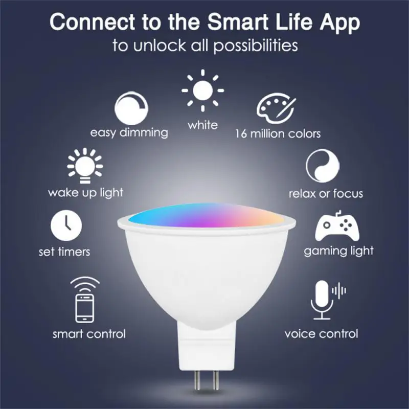 Bombilla inteligente Tuya Zigbee/WIFI GU10/GU5.3/MR16 RGB, lámpara LED regulable, 5W, foco de vida inteligente, Control a través de Alexa y Google