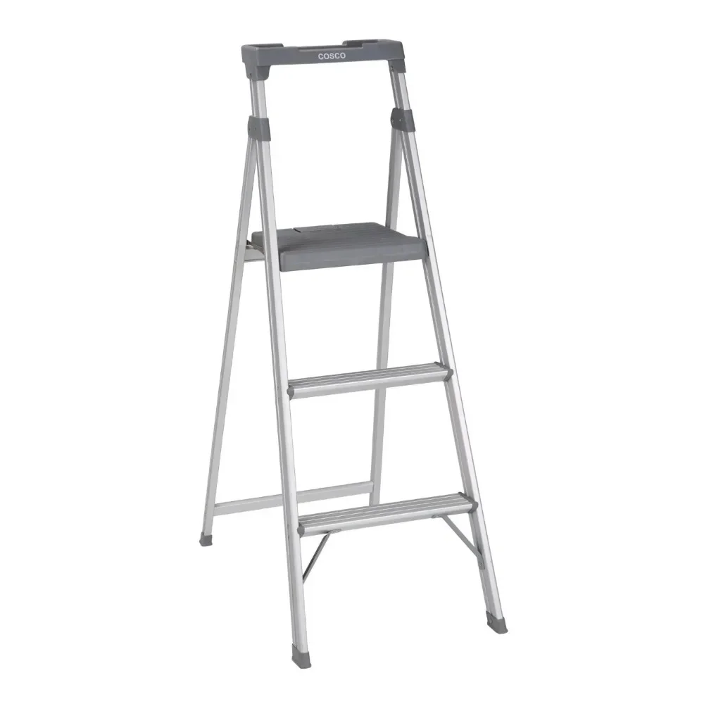 

Cosco Lite Solutions 3-step Step Stool, 9ft 3in Max Reach (Aluminum and Gray, 1 Pack)