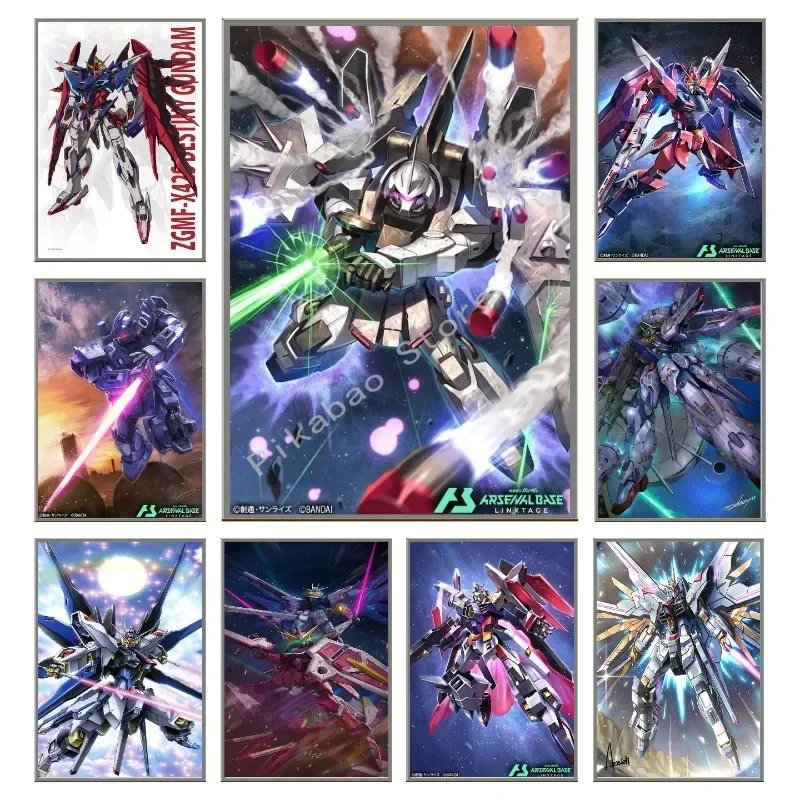 Bandai Anime Mobile Suit Gundam Canvas Poster Star Moving Wind Spirit New Free Flying Wing Action Wall Art Picture Home Decor