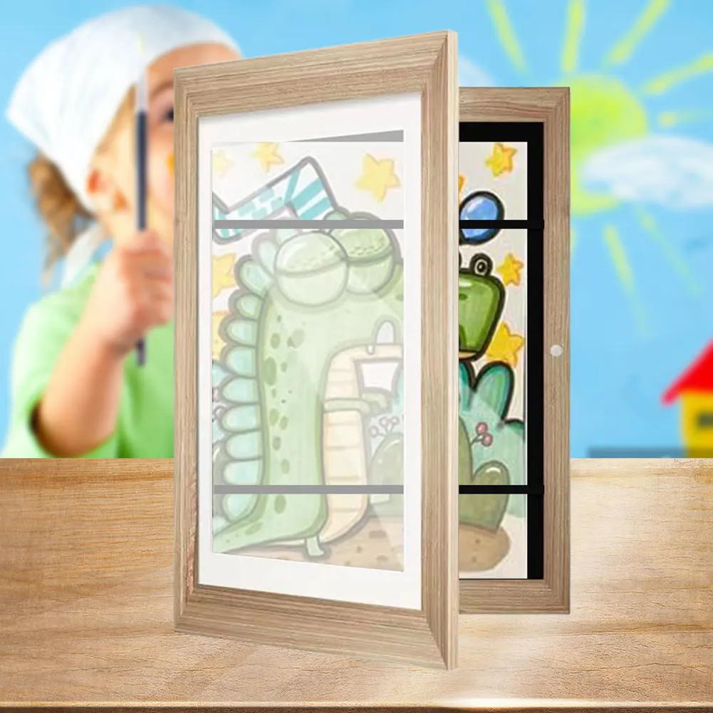 Wooden Frames Front Opening Artwork Display Storage Frames 5.9x4.3 Inner Frame A6 Frame for Kids Drawings Artworks Art Projects