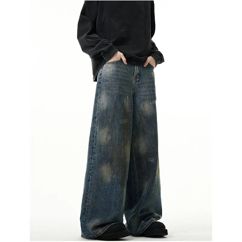 Streetwear Style Blue Straight Vintage High Waist Jeans Pants HarajukuRetro Style Women's Wide Leg Baggy Y2K Denim Trouser