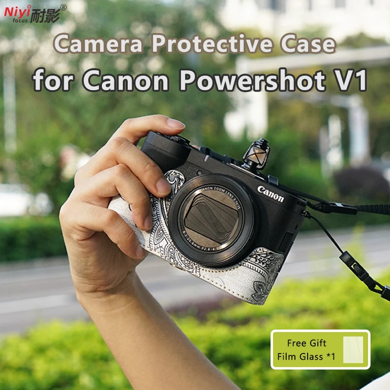 Protección Elegante Para Cámara SmallRig Estuche De Piel Para Canon PowerShot V1 Negro Protector Cámara Compacta