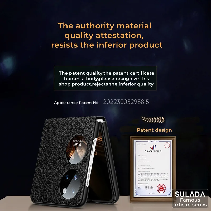 For Huawei P60 Pocket Case SULADA Master Leather Support Protection Hard Case For P50 Pocket folding case mate 50 40 case