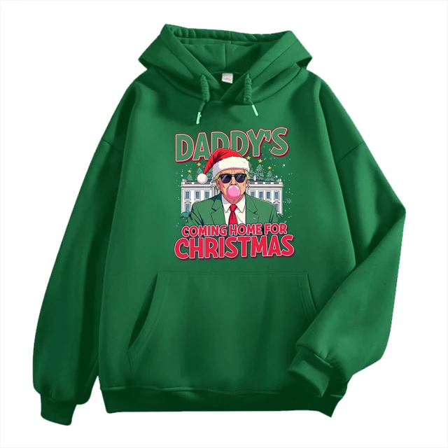 Daddy Will Be Home for Christmas Trump Pullover US American Flag Hoodie 2025 New in Hoodies Men Long Sleeve Women Y2k Clothes 2