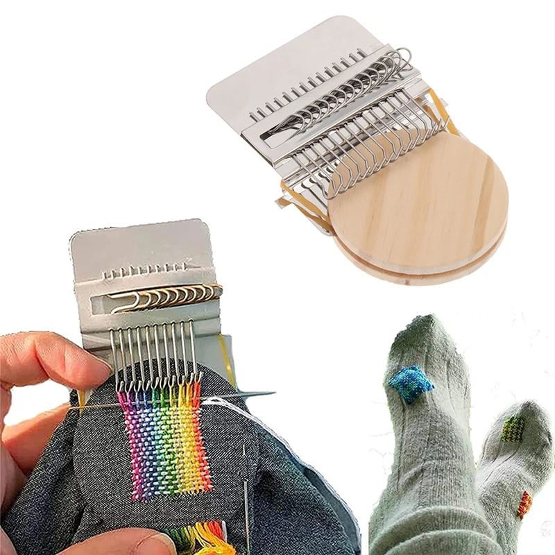 Mini Darning Loom Machine DIY Apparel Sewing Small Loom Small Mender For Darning Machine With Instructions Accessories