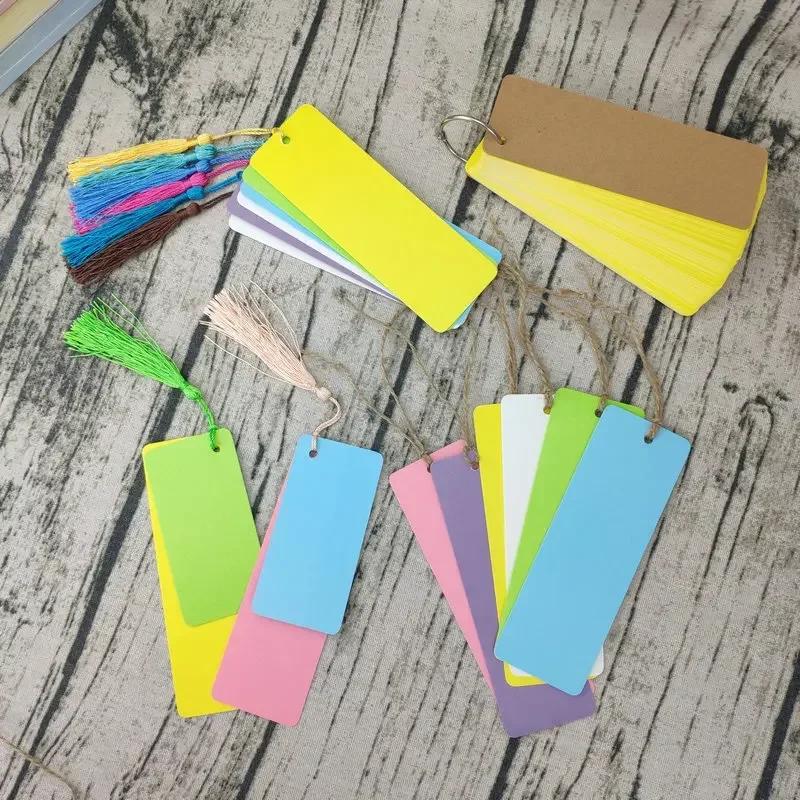 25PCS Blank Paper Bookmarks with Tassels Rectangular Thick Paper Bookmarks  DIY Bookmarks Gift for Friends - AliExpress