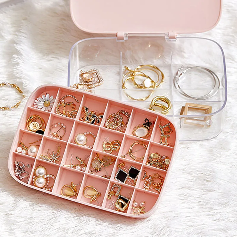 Simple Multi-Layer Necklace Ring Storage Box 30 Grid Space Classification Earring Holder Organizer For Valentine's Day Gift