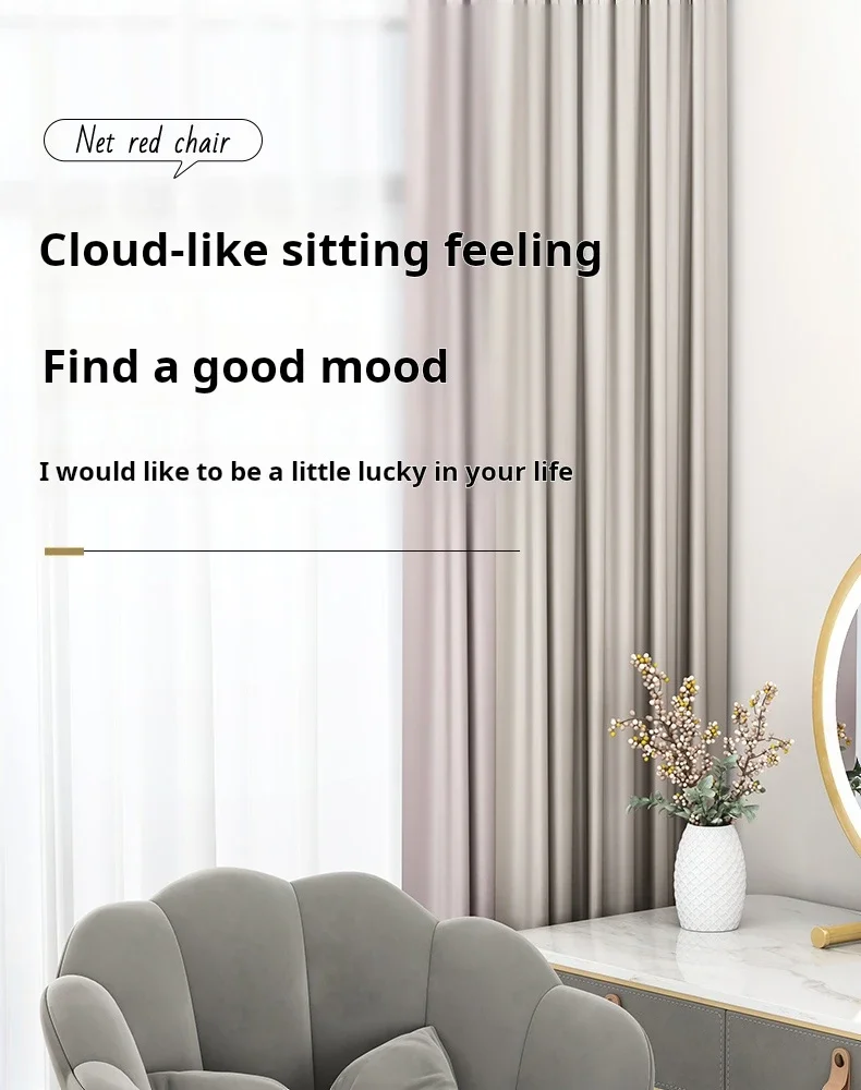 Description Picture 2 of itemNordic Modern Dining Chairs Luxury Backrest Chair Velvet Bedroom Vanity Chair INS Simple Manicure Dressing Table Stool