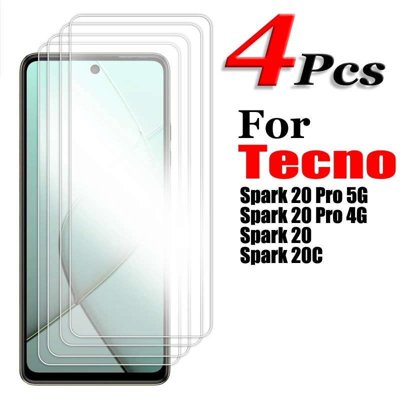 HD Transparent Tempered Glass Screen Protector (2/3/4PCS) for Tecno Spark 20 Series