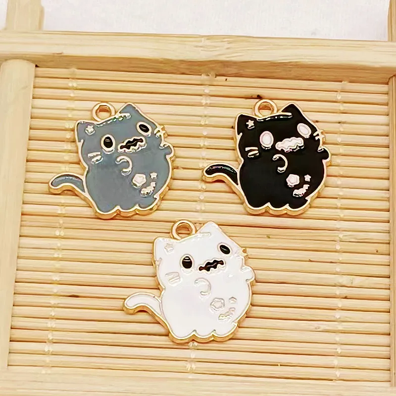 

10pcs 20*19mm Enamel Mini Cat Charms DIY for Necklaces Pendants Earrings Cute Animal Charms Handmade Jewelry Making Accessories