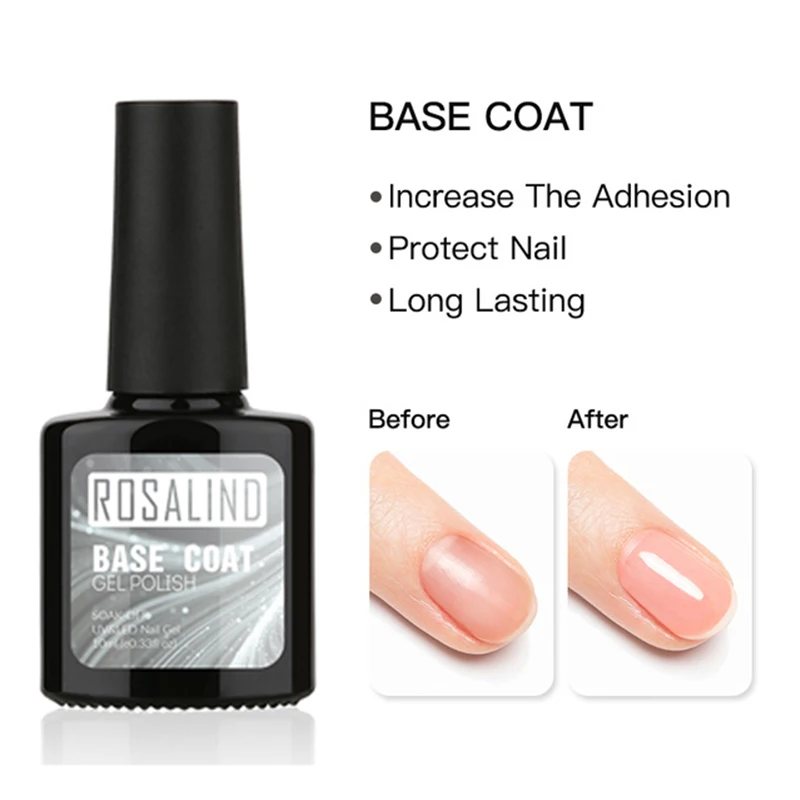 ROSALIND Gel Nail Polish Base Glue Base Coat Top Coat Wash Free Seal UV&LED Removable Primer Gel Paint