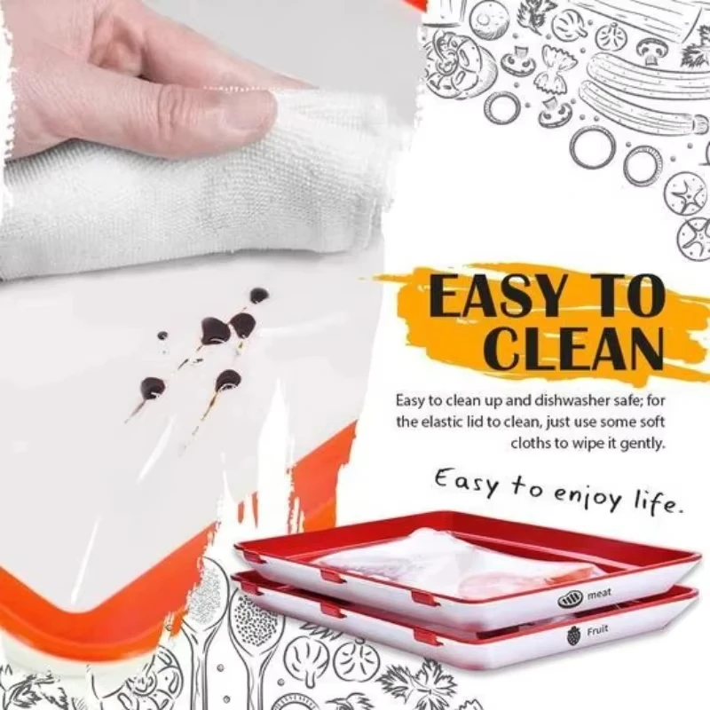 New Food Preservation Tray Reusable Stacking Food Storage Trays With Seal Buckles for Storing Meal Fruits Vegetables Meat