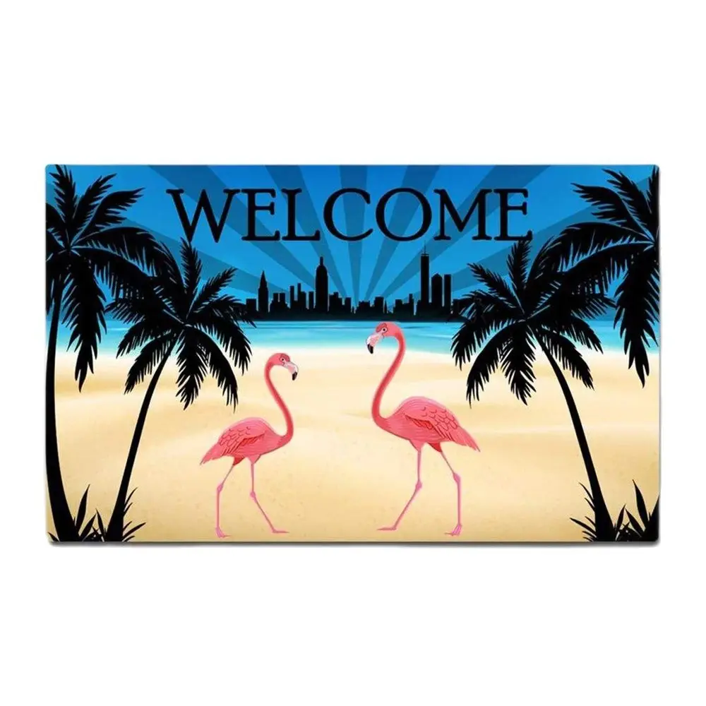 

Flamingo Welcome Funny Doormat Outdoor Porch Patio Front Floor Door Mat New House Rug Home Decor Carpet Rubber
