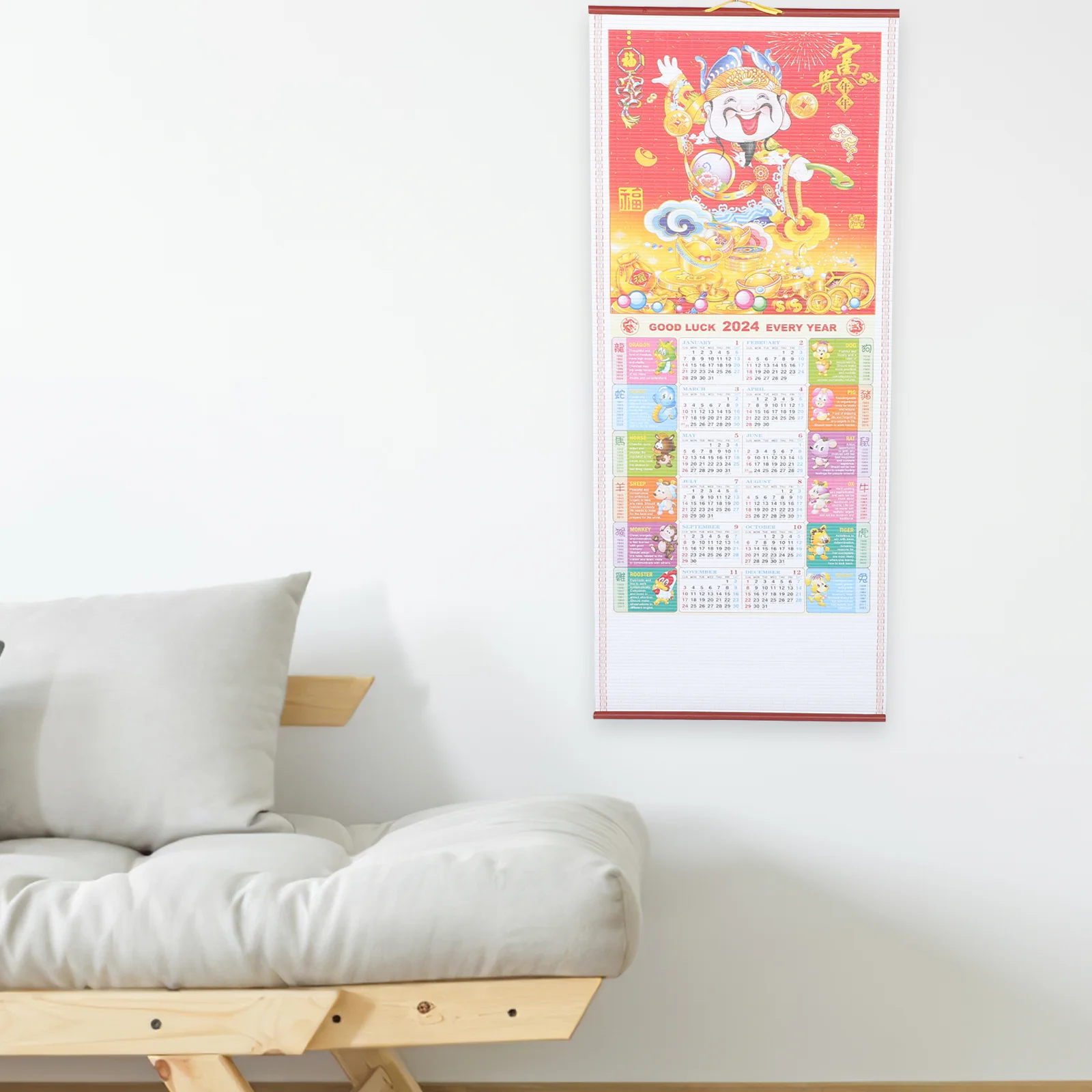 Chinese New Year Wall Hanging Calendars Traditional Scroll Lunar Calendar Ornament Year Of Dragon Home Decoration chinese new year wall hanging calendars traditional scroll lunar calendar ornament year of dragon home decoration