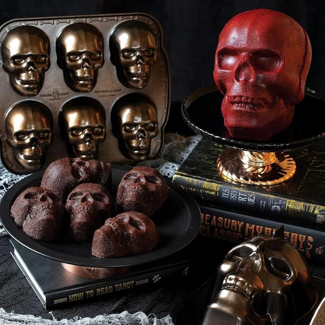 Aluminum 3D Skull Cake Pan Metal Skull Cakelet Mold Skull Pirate