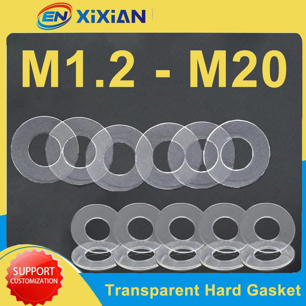 

M1.2-M20 200pcs-5000pcs Plastic Insulating Plain Gasket Pad Rings Flat Spacers Wholesale Transparent insulate Hard PVC Washers