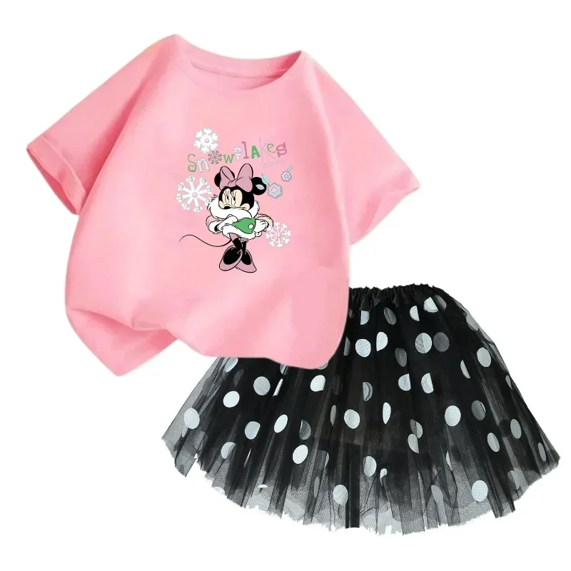 thumbnail image 1 of Conjunto de 2 piezas de camiseta de algodón para niños de Mickey de Disney, falda tutú de princesa de ballet esponjosa, falda de encaje para fiesta de cumpleaños de niña, 1 of 5