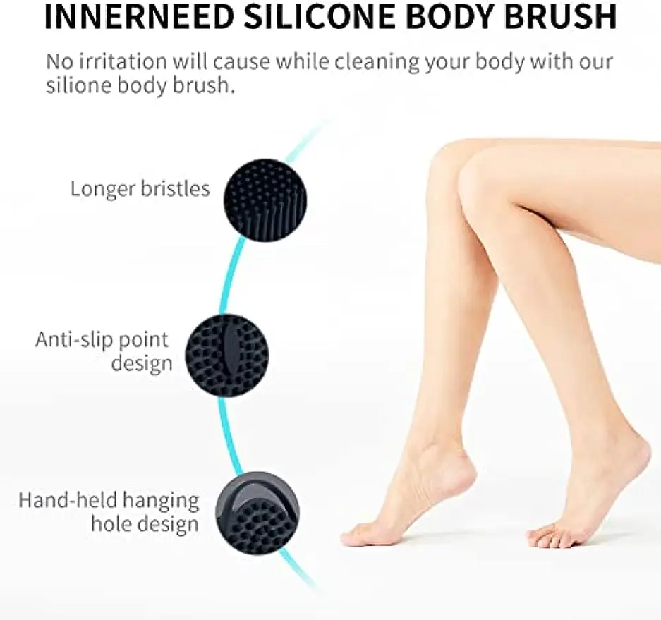 Body Scrubber Silicone Loofah Wash Brush for Shower