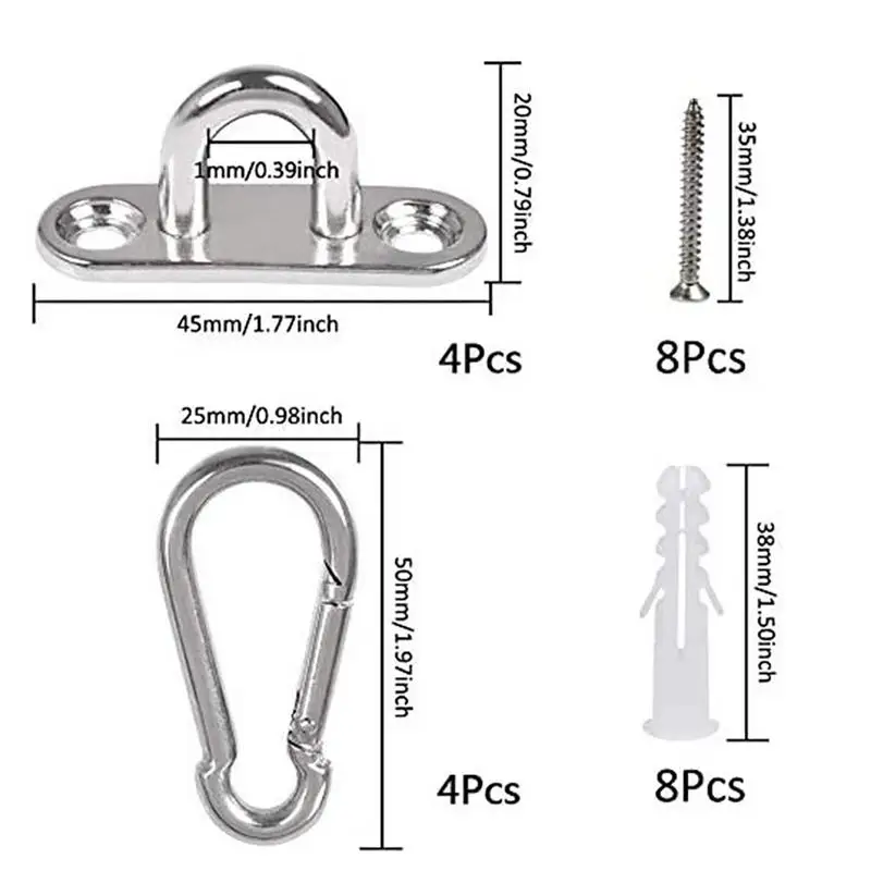 FHYTGBS Piastra con Occhiello in Acciaio Inossidabile da 6 Pezzi Piastra con Occhiello oblungo Adatto per Appendere vasi di Fiori e Hardware per recinzioni Gancio per graffette