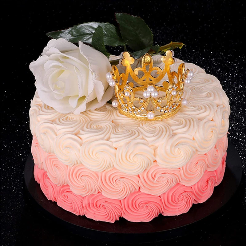 Mini Crown Cake Decoration Princess Topper Pearl Ornaments for Wedding  Birthday Party Cake Decoration Wedding Supplies