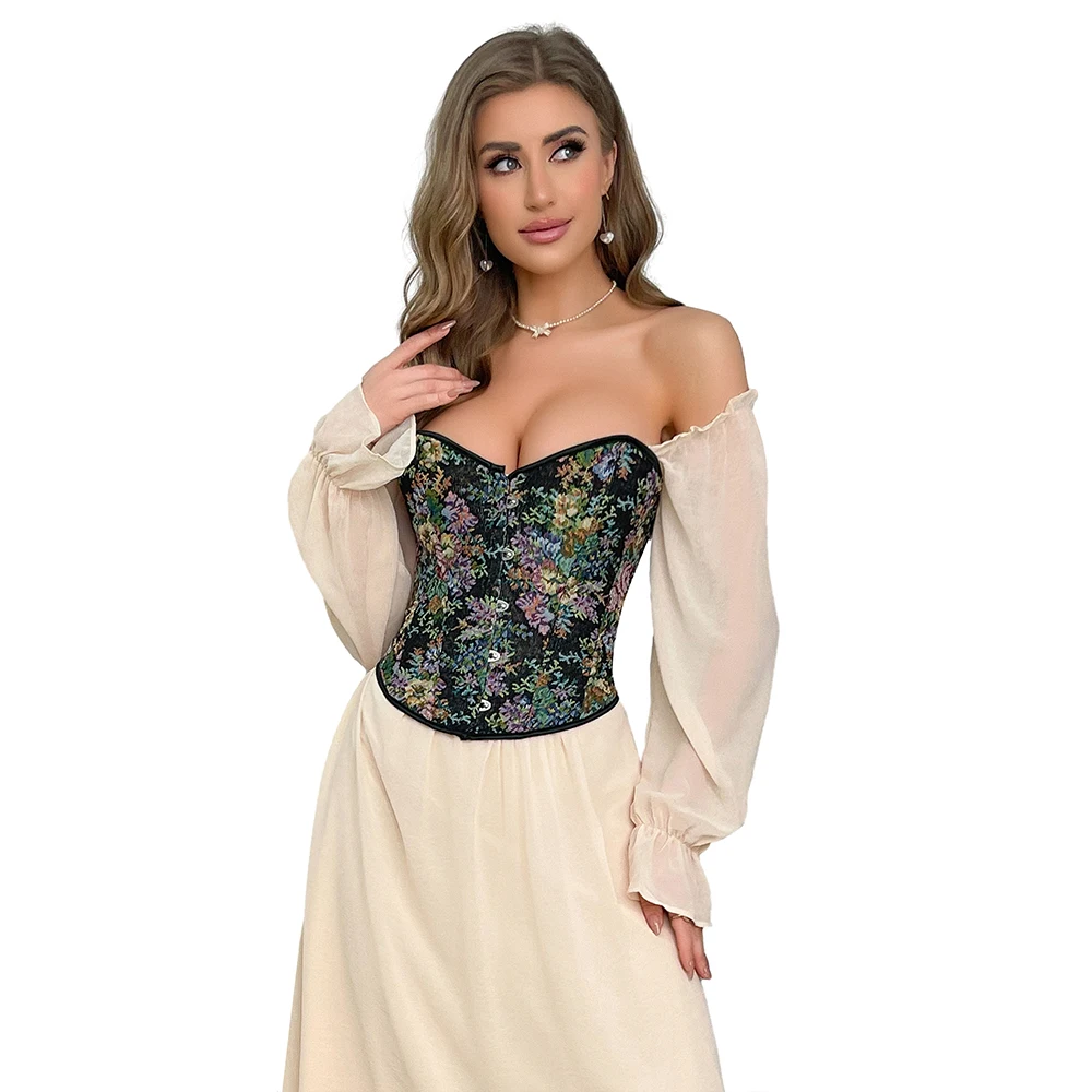 Corsets Top Sexy Women Bustier Overbust Floral Monet Oil Painting Lingerie Vintage Plus Size Korset Shapers