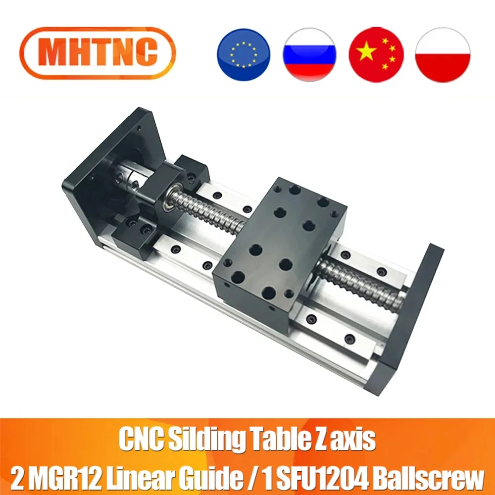MHTNC CNC Sliding Table Z axis stage travel 100-200mm 12mm linear rail ...