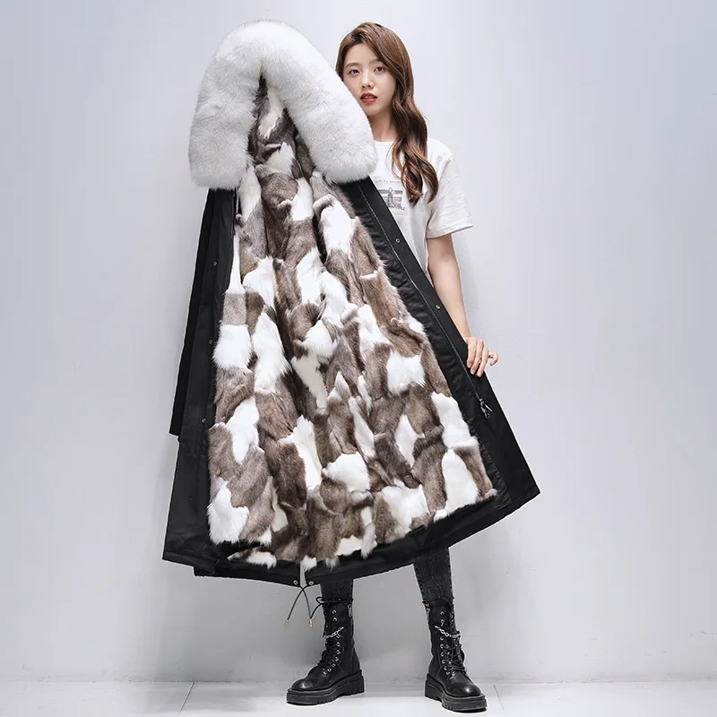 Parka Fur Coat Female Fox Fur Liner Detachable Medium Long Winter Young Parka