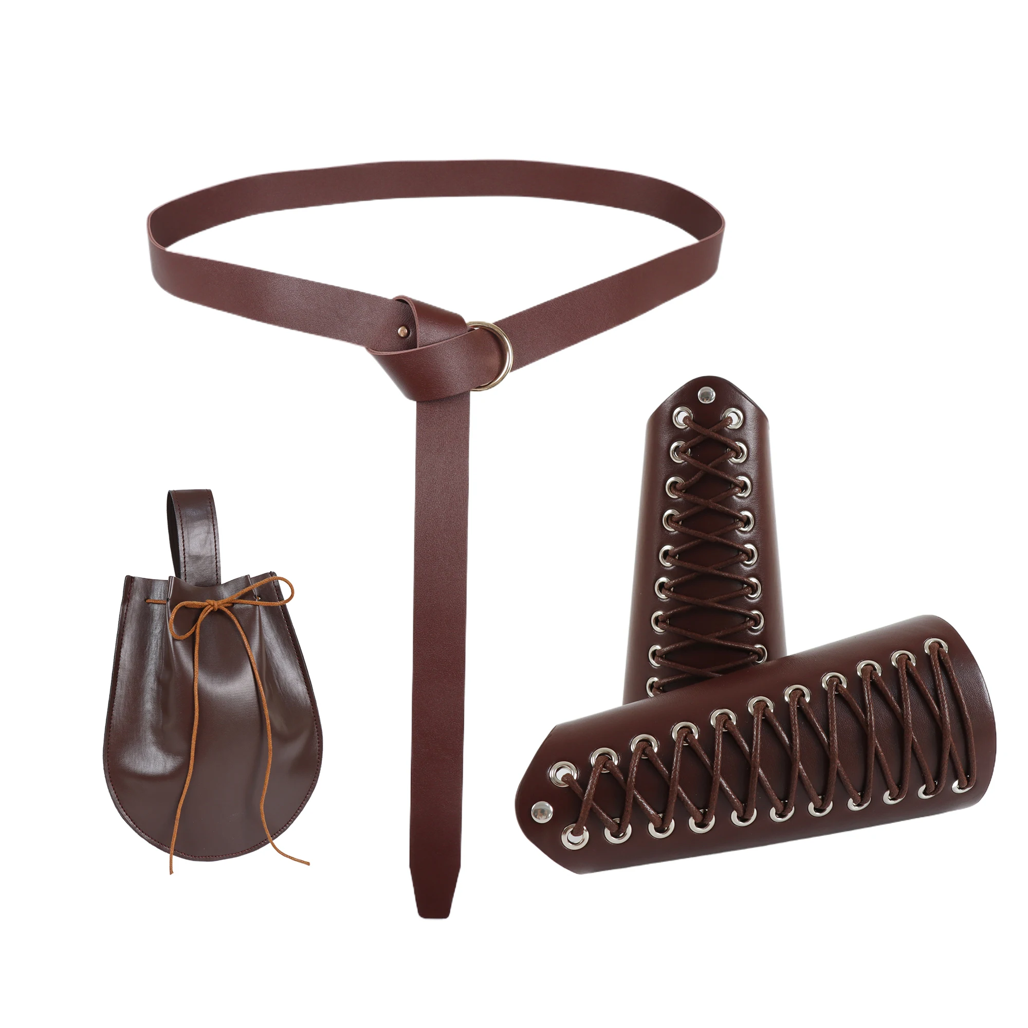 Halloween Costume Accessories Set Medieval Retro Knight Belt Viking Carnival Cosplay Props Drawstring Wristband