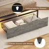 Twin Bed Frames with Headboard and 2 Storage Drawers, Twin Bed Frame with Charging Station and Led Lights,No Box Spring Needed 5