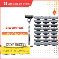 Men 3-Layer Razors Blade Refills Cartridge Replacement for Face & Body Shaving, 4-24 Pcs Pack, Afeitadora Hombre Father Gift Set