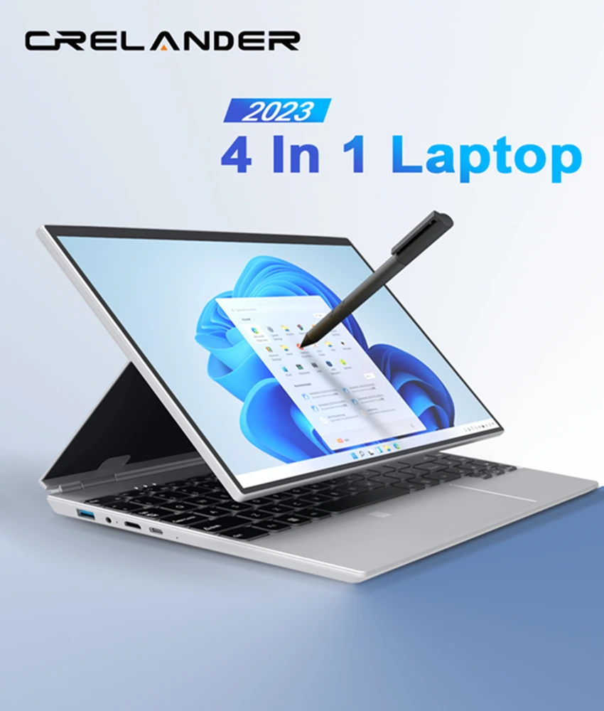 CRELANDER 2in1 Tablet PC Intel N5105 Processor 14 inch Touch Screen 360 Degree Rotating RAM 16GB Portable Laptop Notebook 3