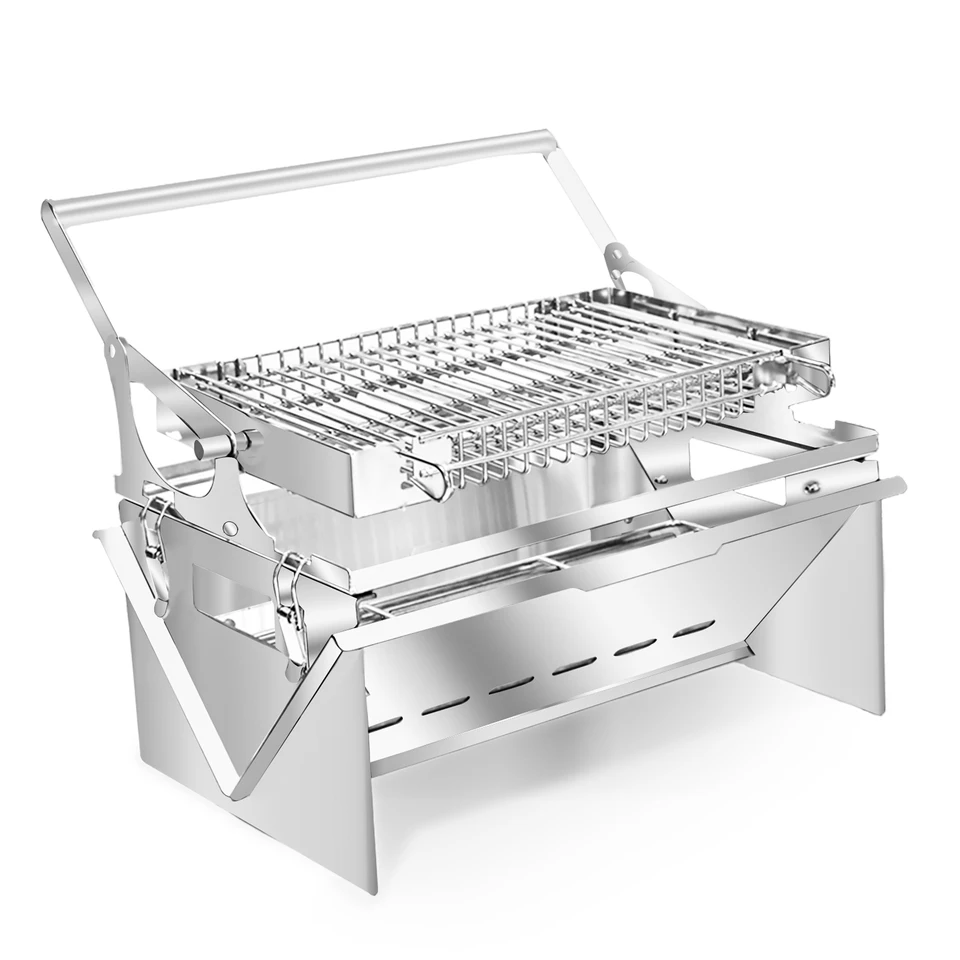 FUIPOT Griglie a carbone girevoli a 360°, in acciaio inox, per barbecue