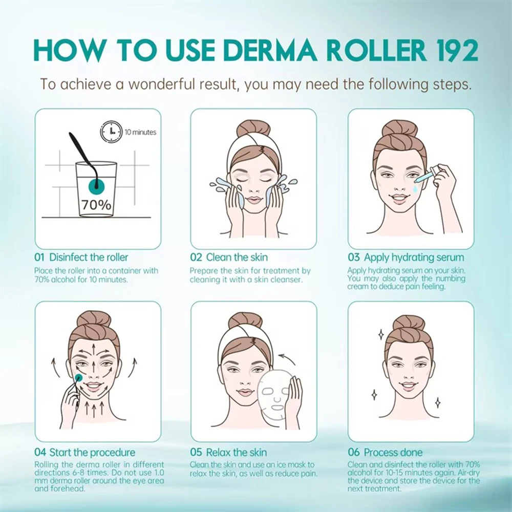 Derma Roller 192 pins Titanium Real Individual Needles Microneedling for Scalp Beard Hair Growth Deep Nourishing Massage