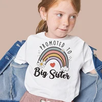 Promoted To Big Sister Printed Baby Announcement Shirt Kids T-Shirt Children Short Sleeve Tops Girls Tee Shirts Summer Clothes 1