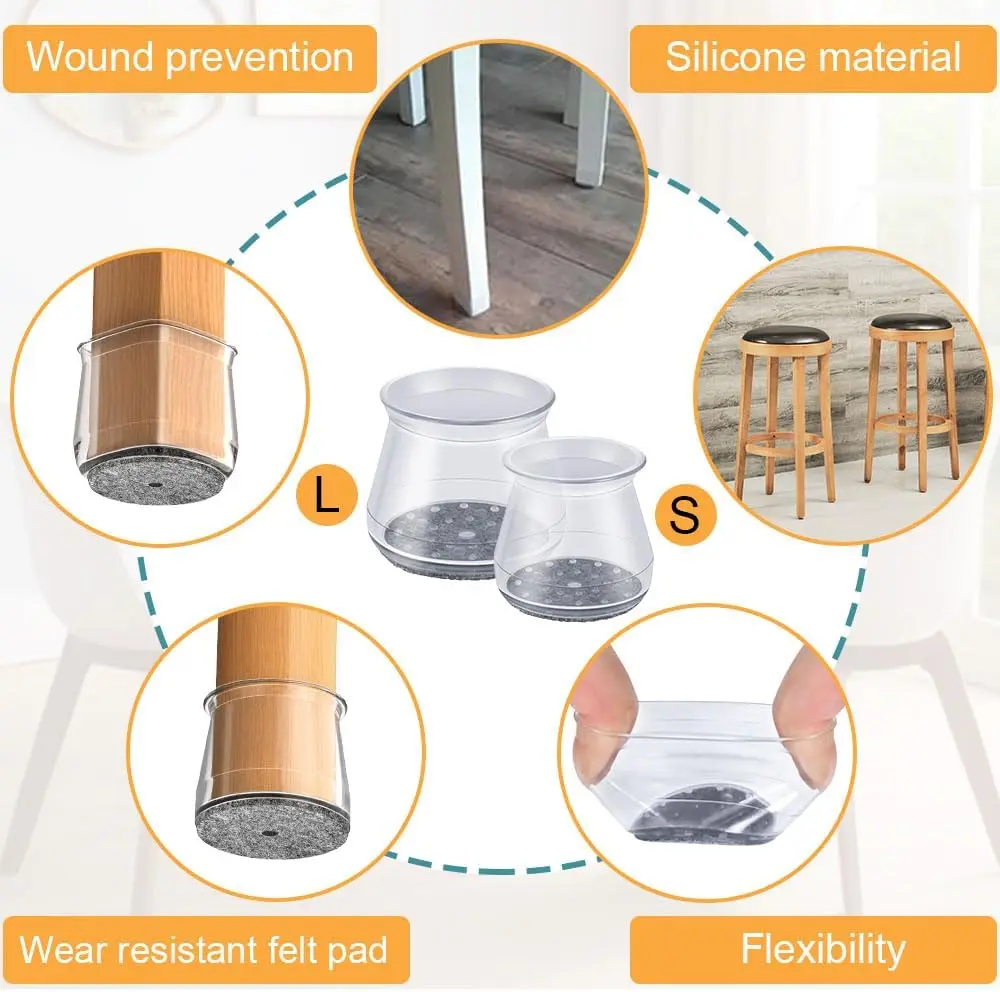 Silicone Chair Leg Floor Protector Caps - 32 Pack, Furniture Pads