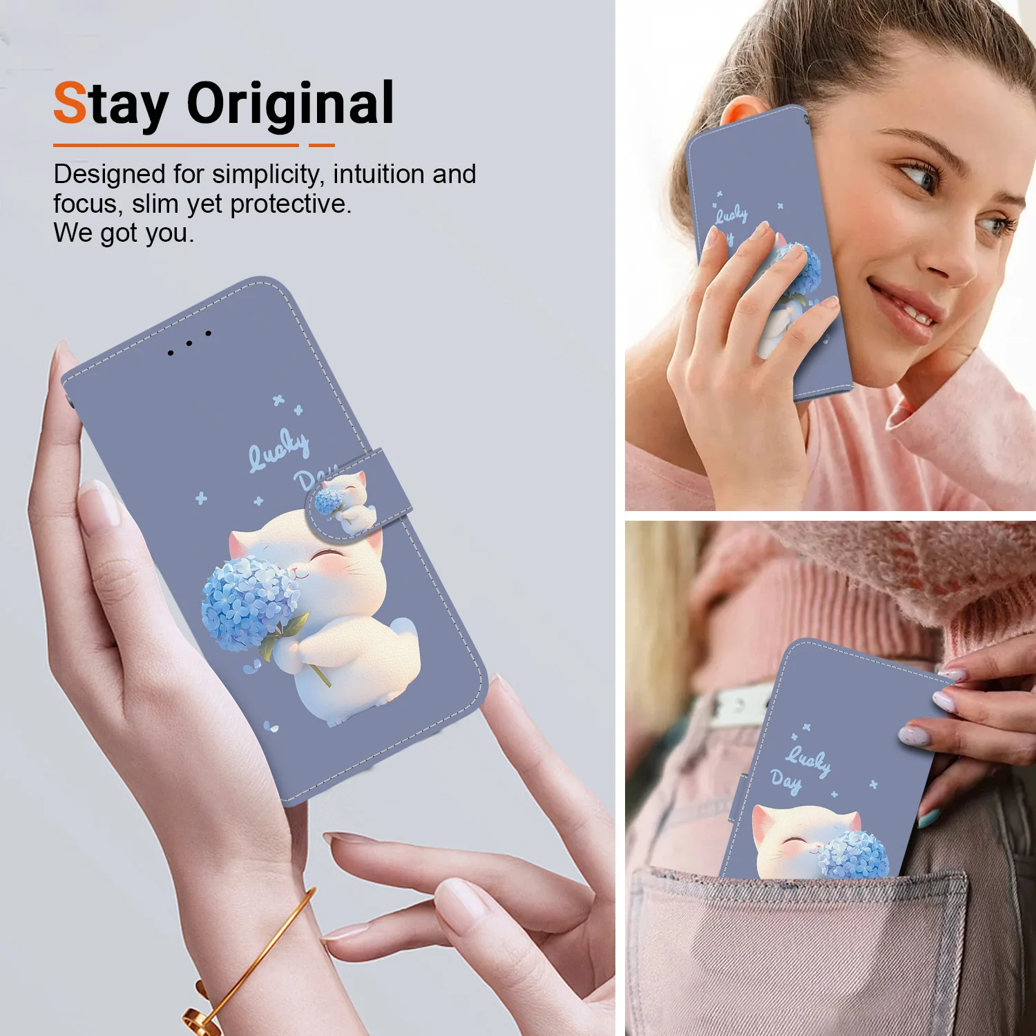 Premium Flip Leather Magnetic Wallet Phone Case with Book Design