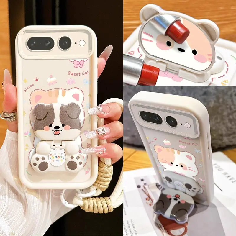 Lucky Cat Sky Eye Bracket Lanyard Silicone Phone Case Cover