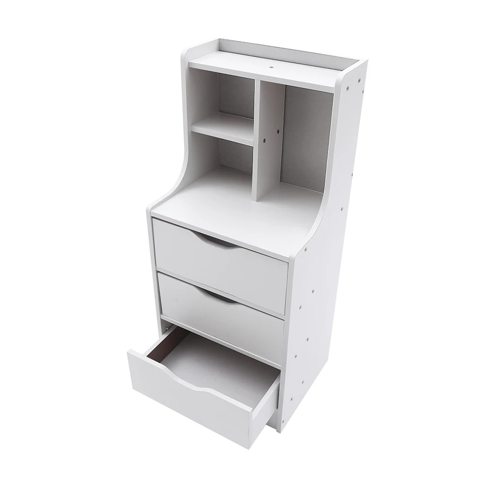 Large-capacity three-pumping warm white bedside table is necessary for corrosion-resistant and invariable furniture