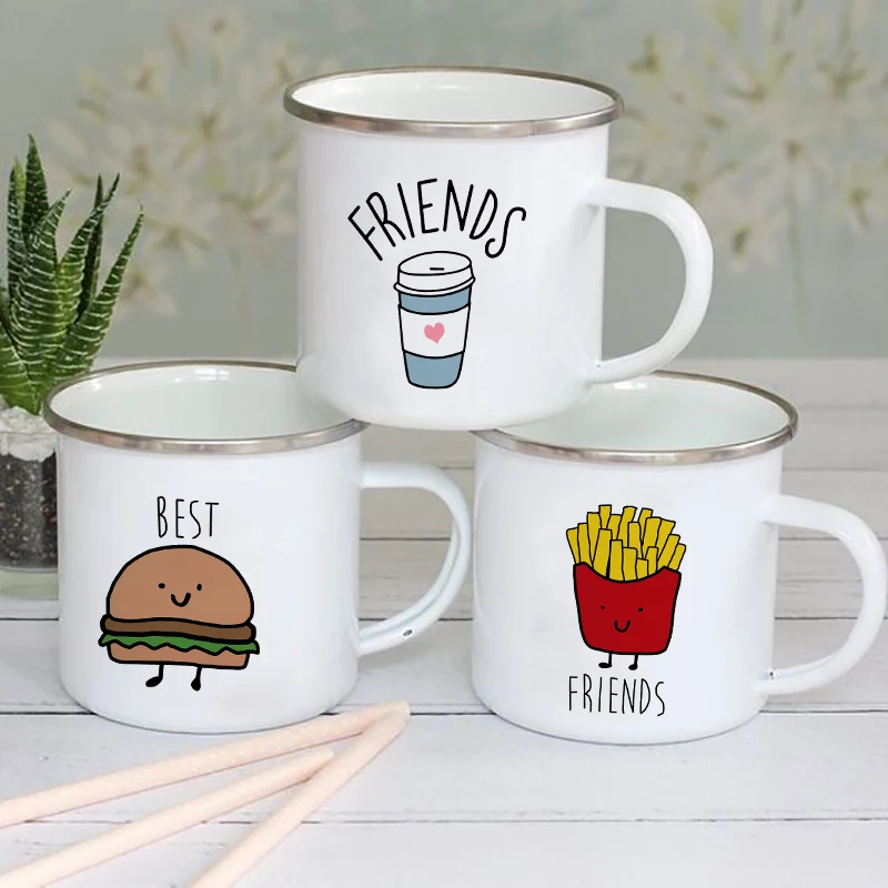 

Best Friend Print Mug Creative Retro Tea Juice Milk Enamel Cup Coffee Mugs Personalized Gift Cups for Coffee and Tea Drinkware