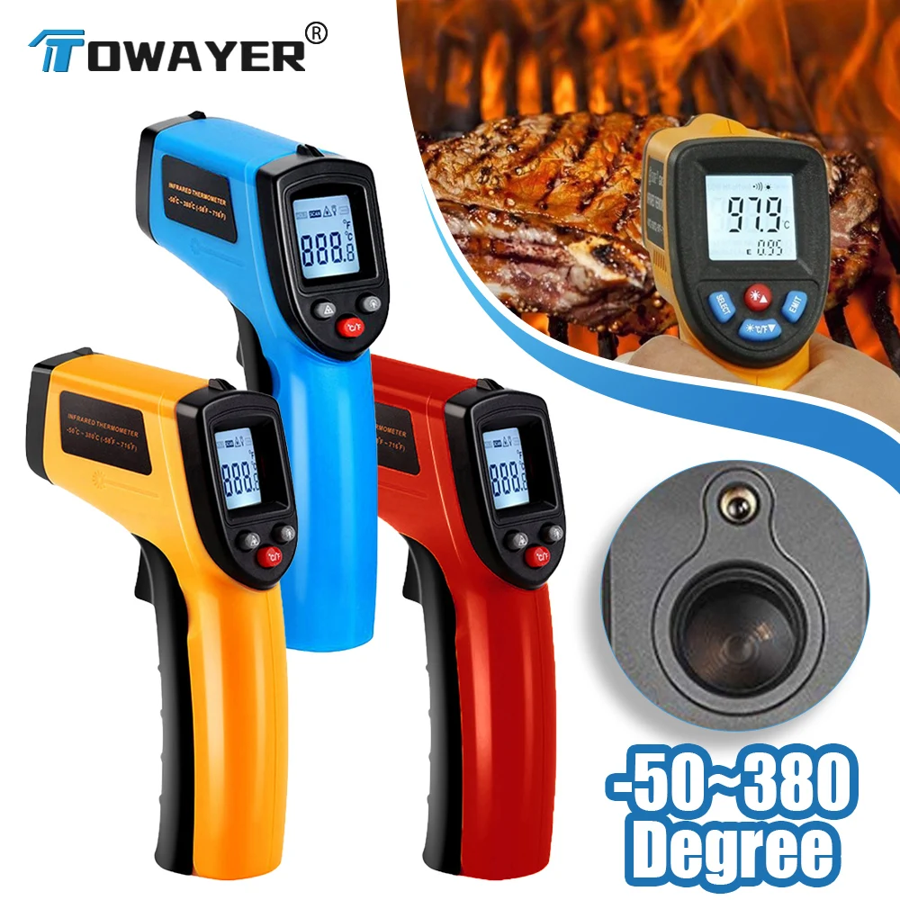 

Towayer Digital Thermometer Infrared Non-Contact Temperature Meter Pyrometer LCD Display IR Laser Point Gun -50~380 Degree