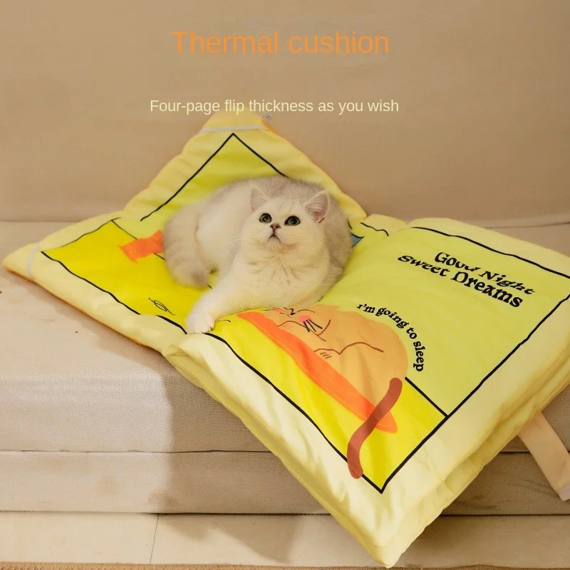 

New Cat Book Cat Mat Foldable Cat Litter Pet Sleeping Mat Stall Toys Fun Flipable Pet Litter Book Storage Convenient Fixable
