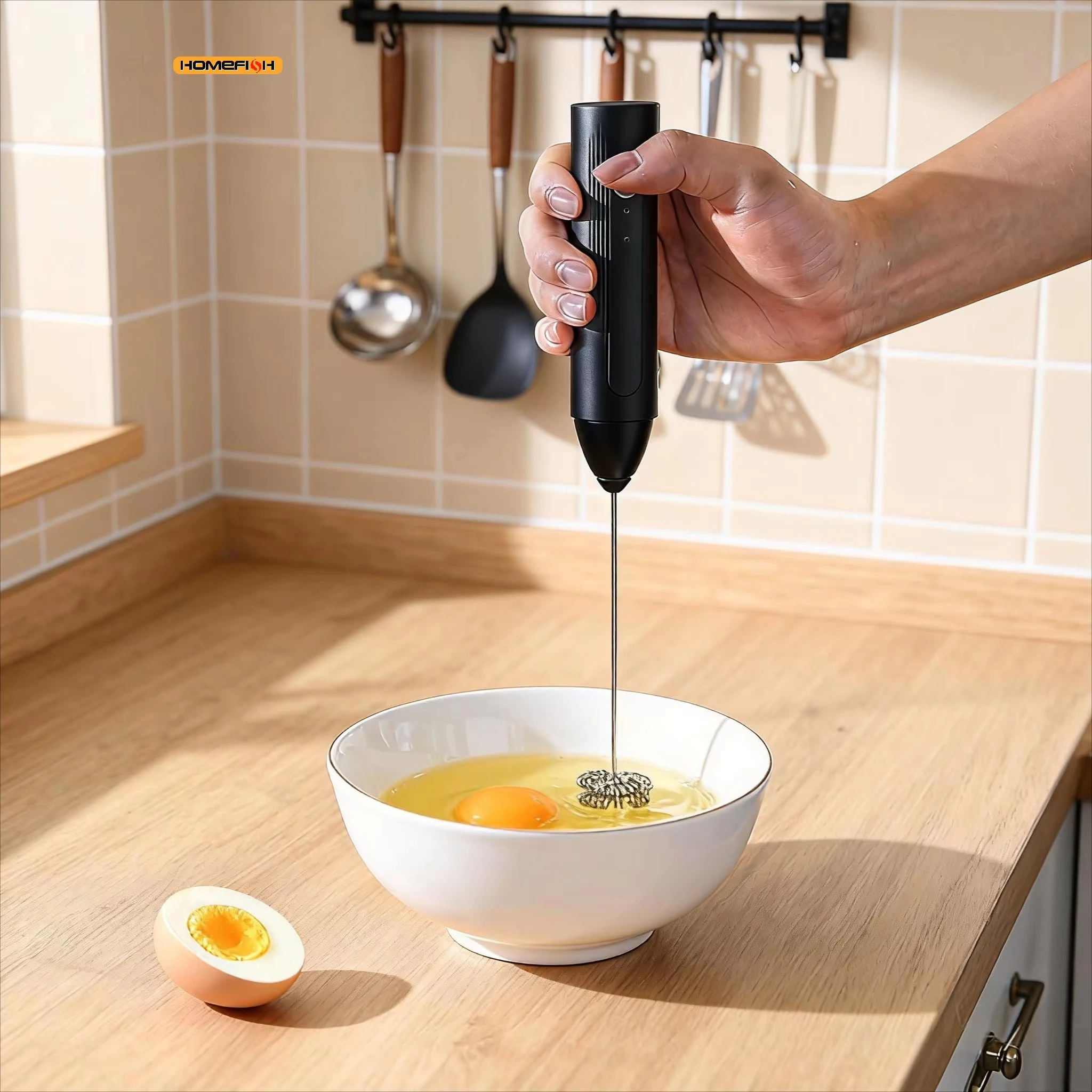 Electric mini milk frother, milk coffee mixer, wireless rechargeable portable mixer, 3-speed egg beater, cream frother 3