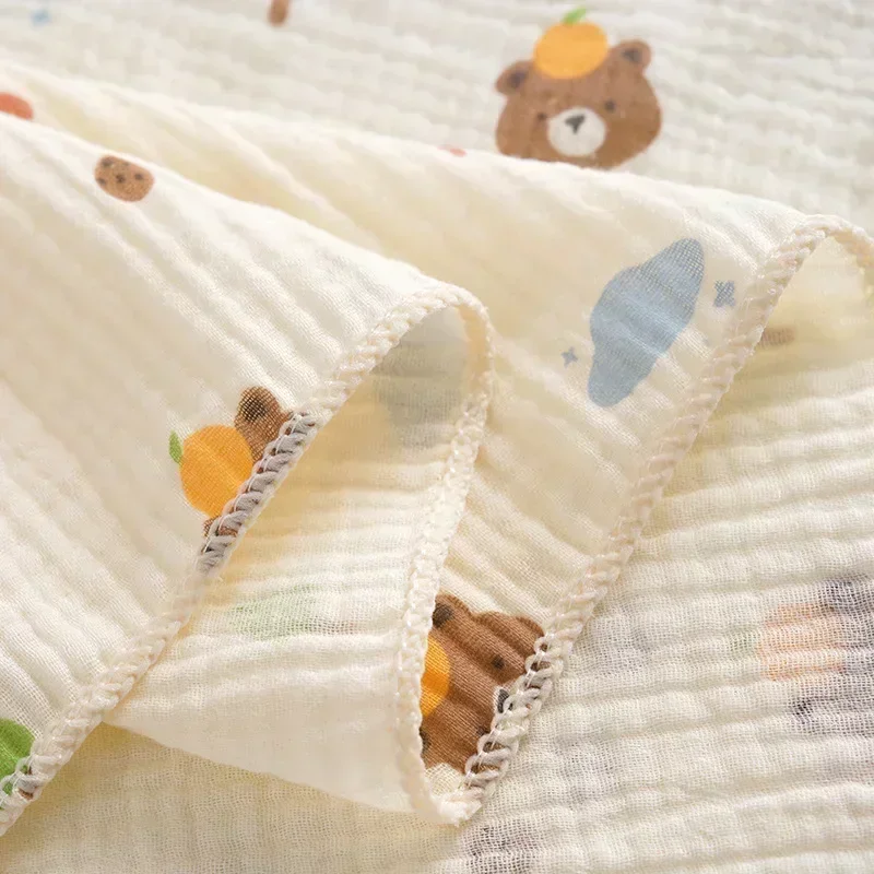 Ins Cartoon Baby Newborn Swaddling Infant Cotton Gauze Bath Towel Animal Flowers Soft Stroller Blanket Muslin Diaper Wrap Cloth