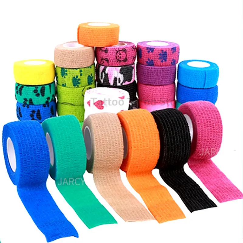 

2.5cmx4.5m Tattoo Grip Bandage Disposable Sport Wrap Tape Self Adhesive Elastic Bandage Tape Tattoo Permanent Makeup Accessories