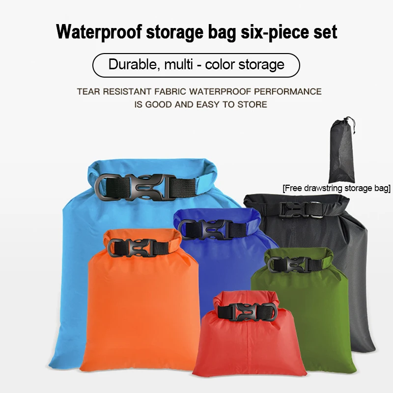 3/6Pcs Set Outdoor Waterproof Bag Dry Sack Waterproof Dry Backpack Storage Pouch for Drifting Boating Floating Kayaking Beach